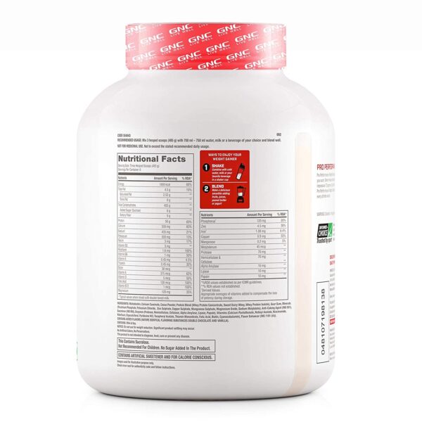 GNC Pro Performance Weight Gainer – 3 kg (Double Chocolate) - Image 4