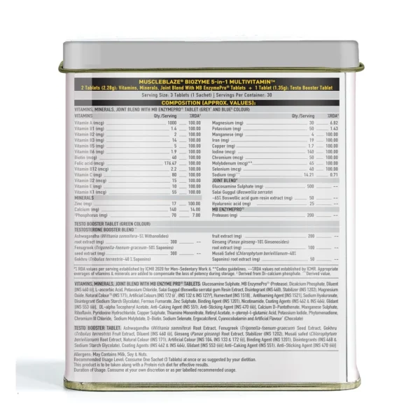 MuscleBlaze Biozyme 5-in-1 Multivitamin 90 Tabs - Image 6