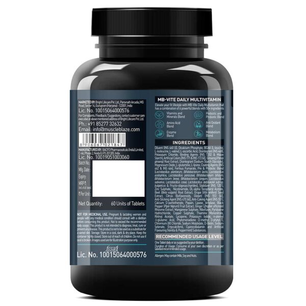 MuscleBlaze MB-Vite Daily Multivitamin 60 Tablets - Image 4