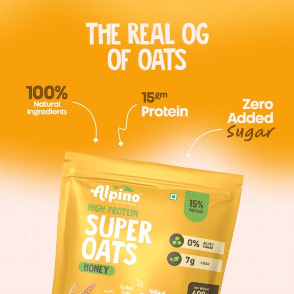 Alpino High Protein Super Rolled Oats Honey 1kg - Image 2