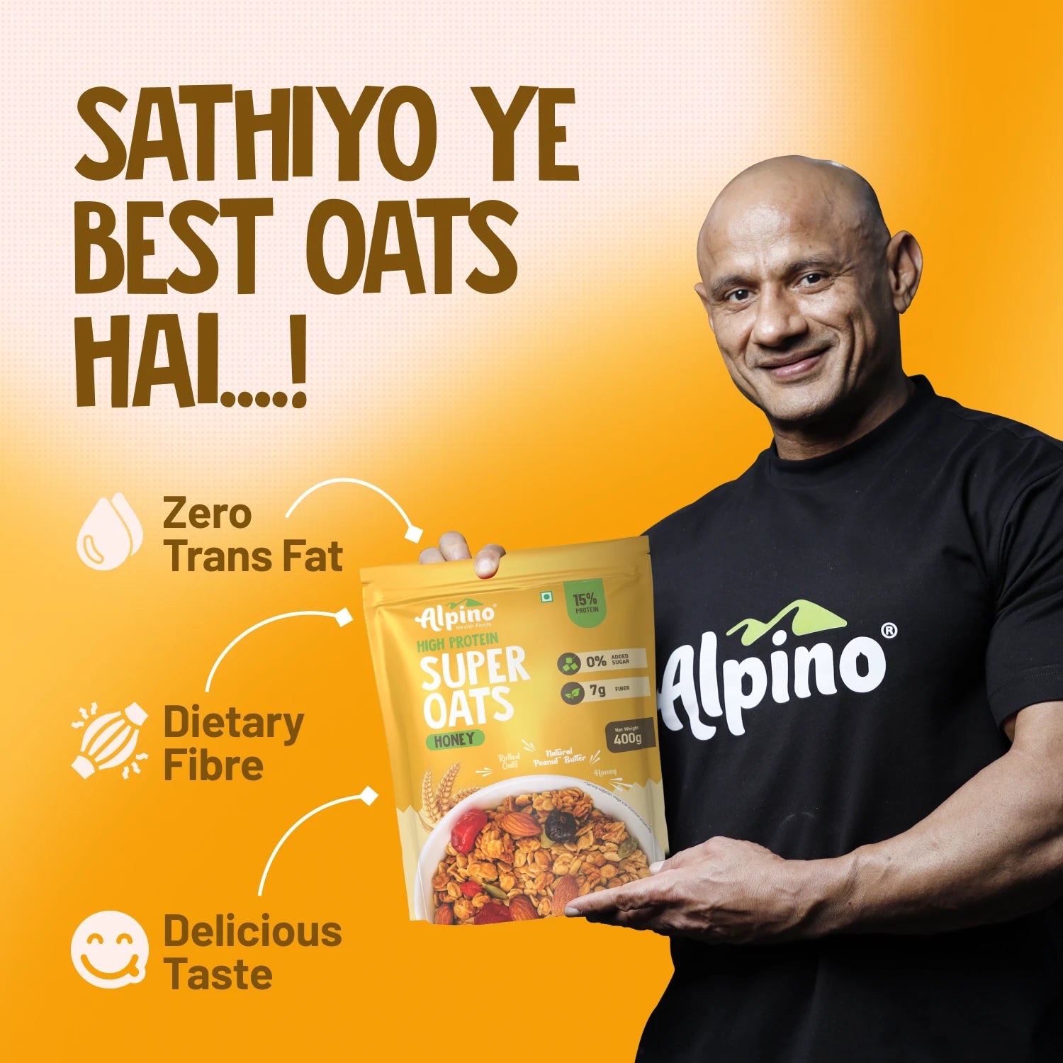 Alpino High Protein Super Rolled Oats Honey 1kg - Image 5