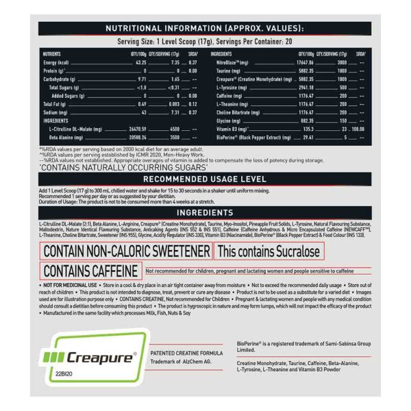 MuscleBlaze Pre Workout Wrathx | 340g - Image 5