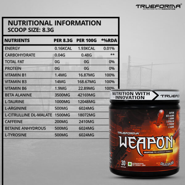 Trueforma Weapon Pre‑Workout Formula (30 servings) - Image 3