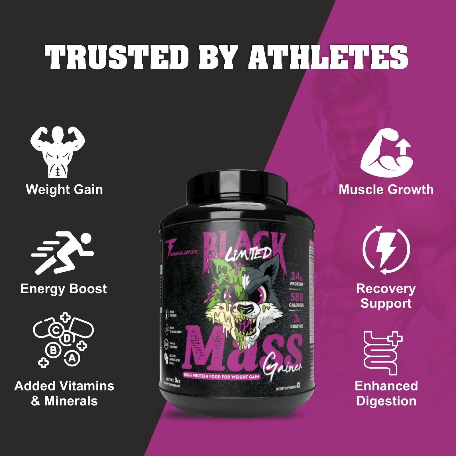 THE FORMULATOR BLACK LIMITED MASS GAINER - 3KG - Image 3