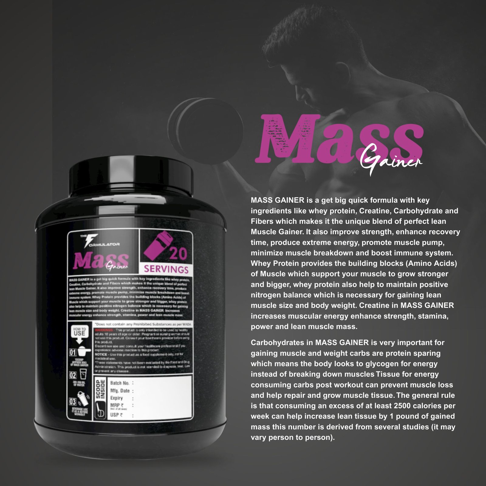 THE FORMULATOR BLACK LIMITED MASS GAINER - 3KG - Image 6