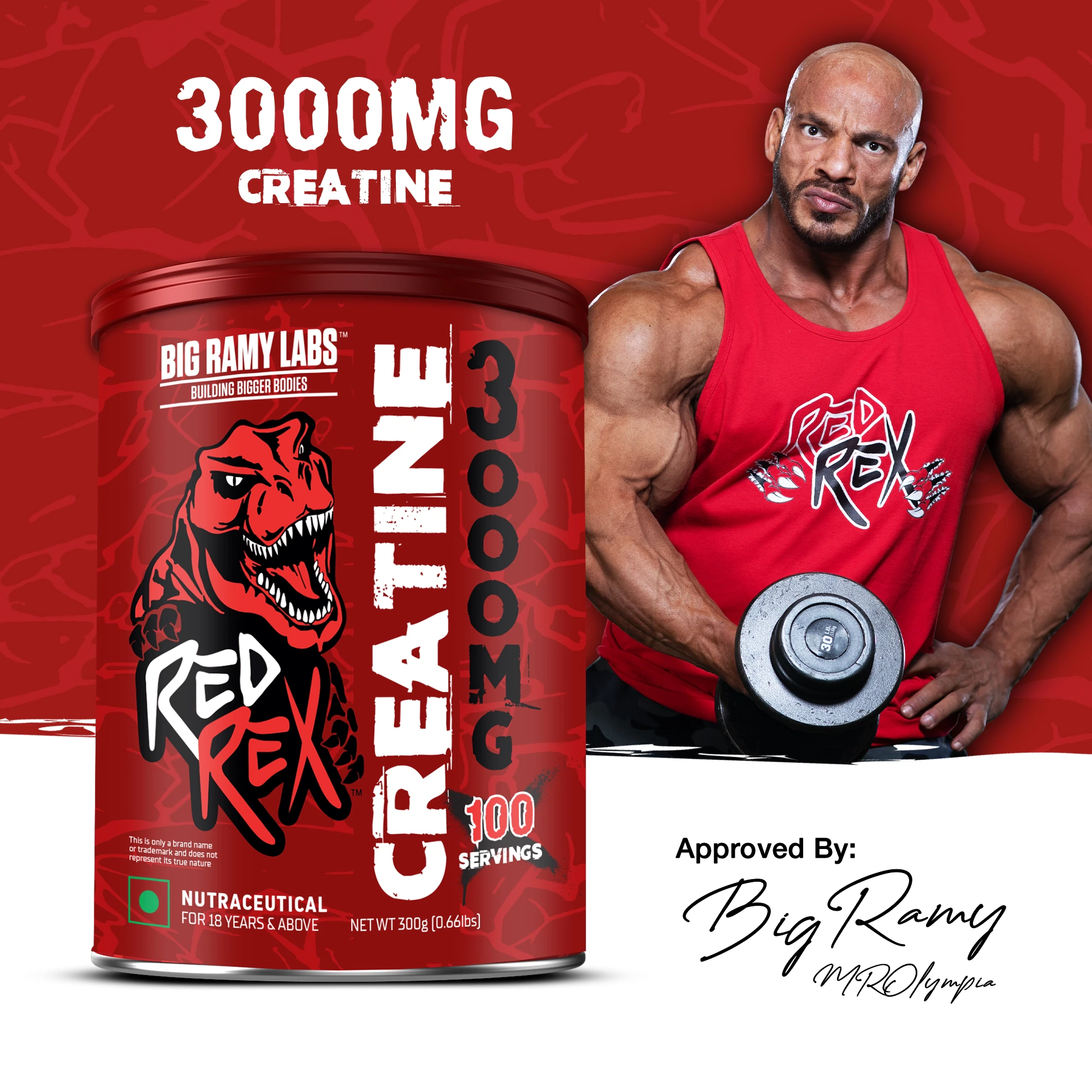 Big Ramy Labs RED REX Creatine 3000 mg - Unflavored (300 g) - Image 5
