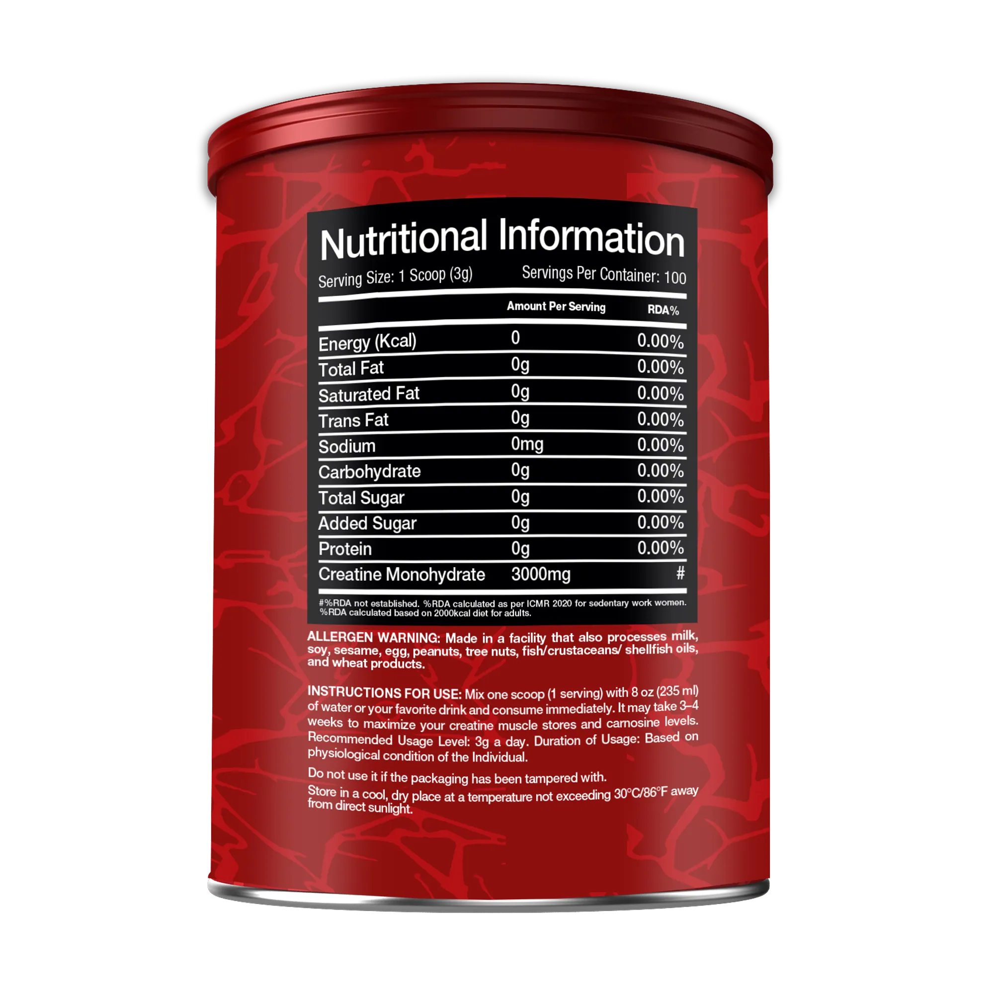 Big Ramy Labs RED REX Creatine 3000 mg - Unflavored (300 g) - Image 3