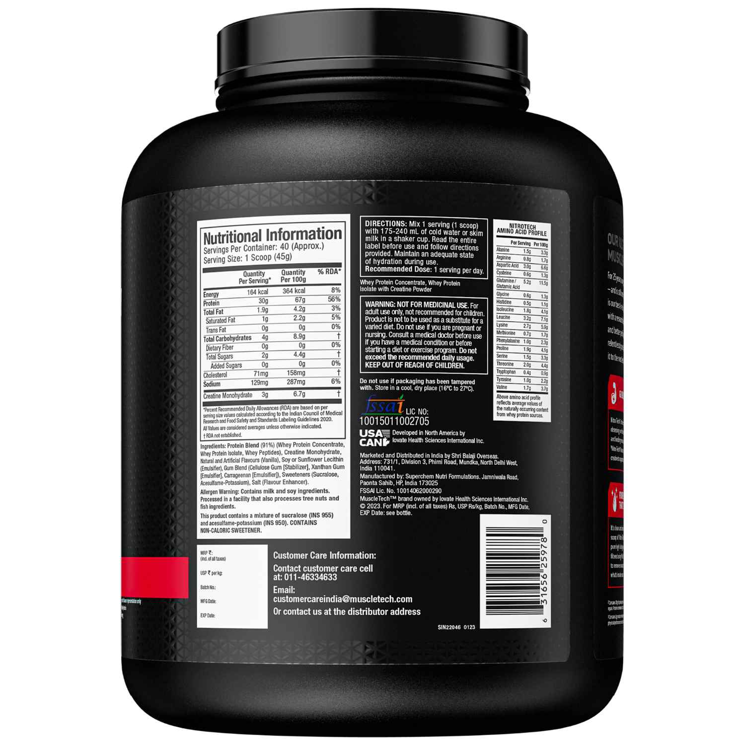Muscletech Nitro-Tech Whey Protein - 1.81 Kg | 40 Servings - Image 4