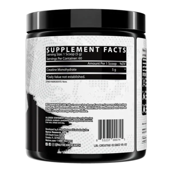 Nutrex Research Creatine Monohydrate Unflavoured 60 Servings - Image 3