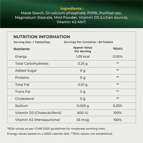 Naturaltein Vitamin D3 + K2 – 60 Tablets - Image 3