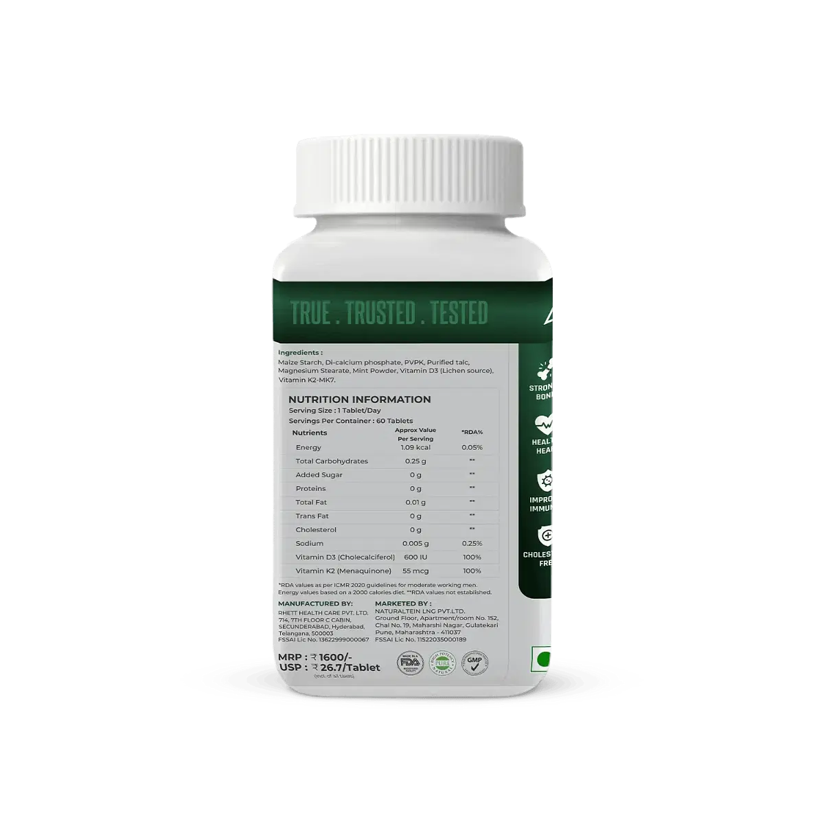 Naturaltein Vitamin D3 + K2 – 60 Tablets - Image 4