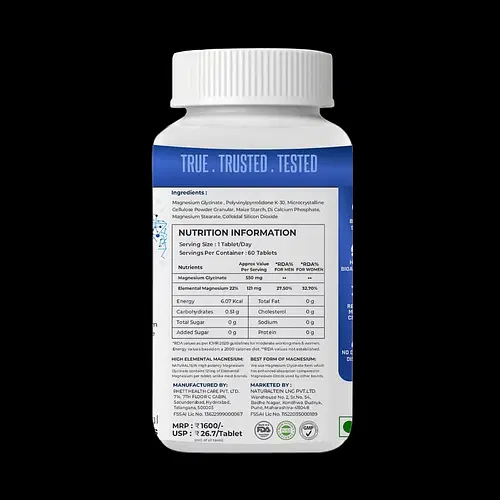 Naturaltein Magnesium Glycinate – 550 mg (60 Tabs) - Image 3