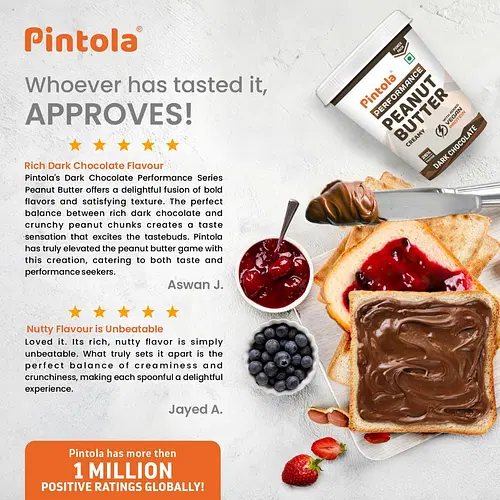 Pintola Dark Chocolate Performance Series Peanut Butter โ 1kg (Crunchy) - Image 5