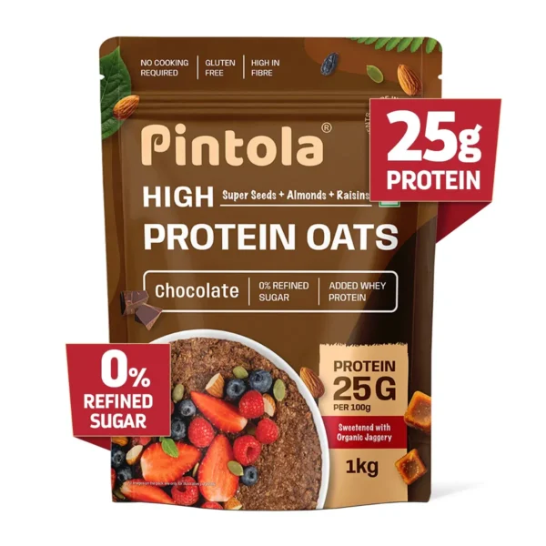 Pintola 25g High Protein Oats, Dark Chocolate Pouch - 1kg