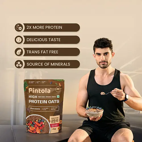 Pintola 25g High Protein Oats, Dark Chocolate Pouch - 1kg - Image 5