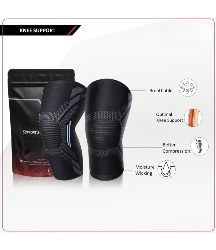Knee Support for Men - Nylon & Spandex (Pack of 2) ( Premium Quality )