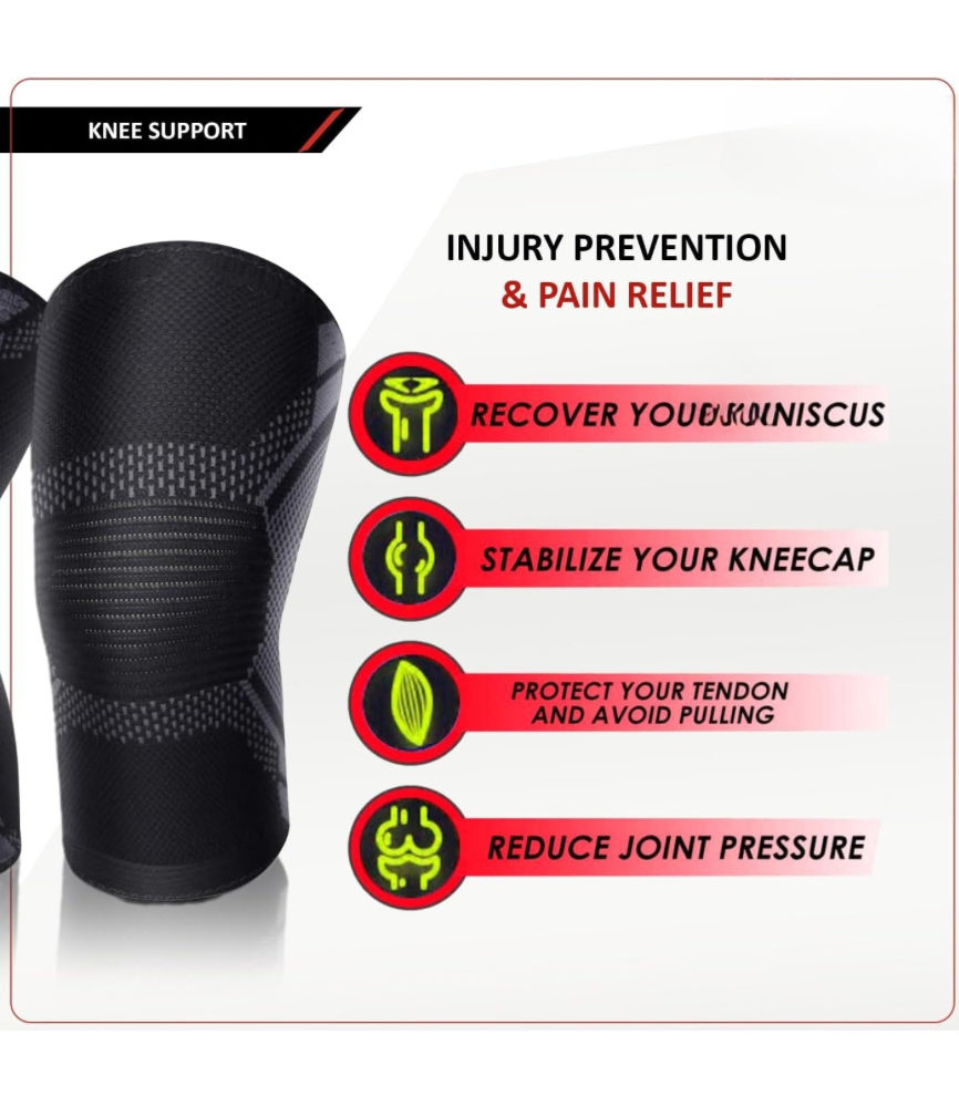Knee Support for Men - Nylon & Spandex (Pack of 2) ( Premium Quality ) - Image 3