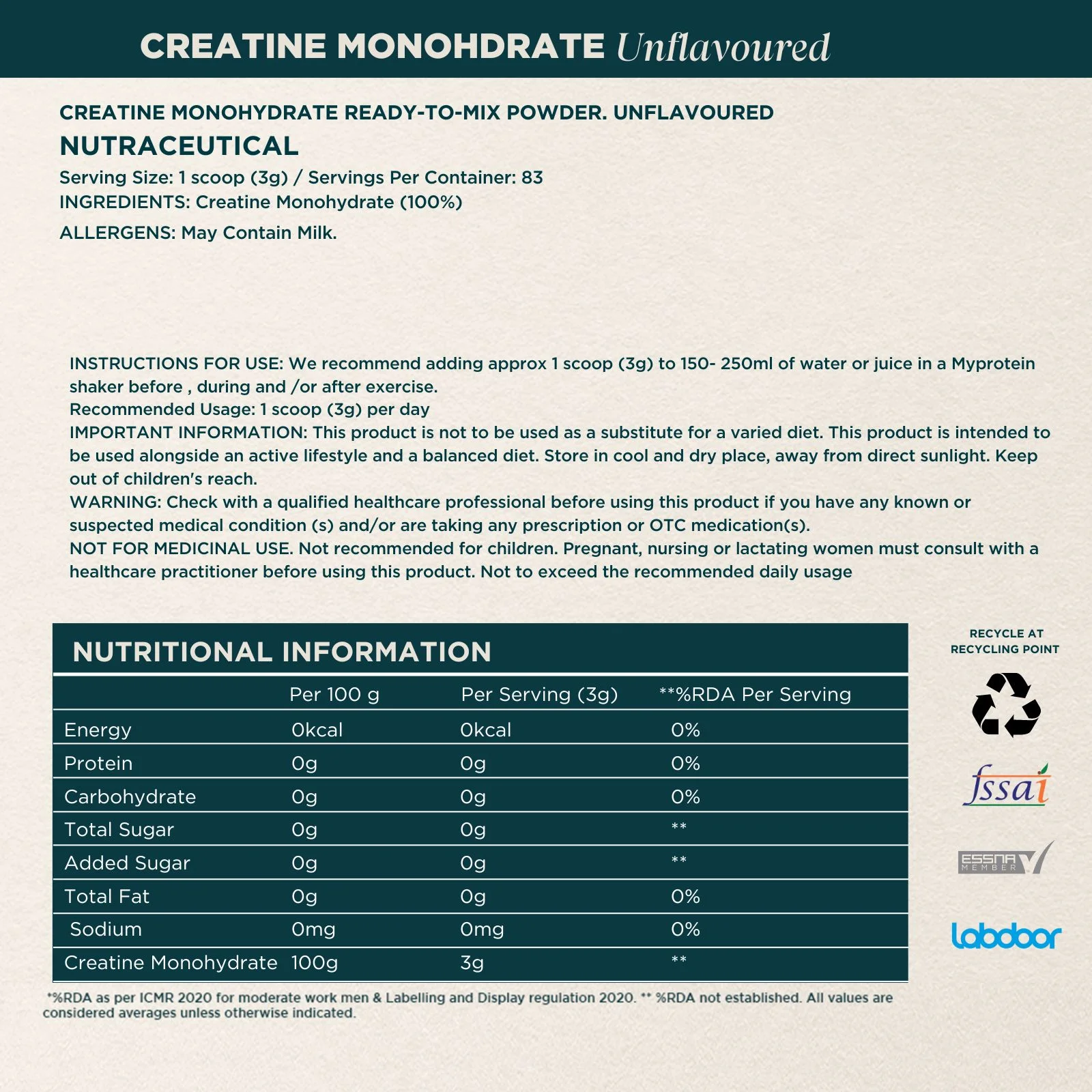 Myprotein Creatine Monohydrate Powder - 250g - Image 5