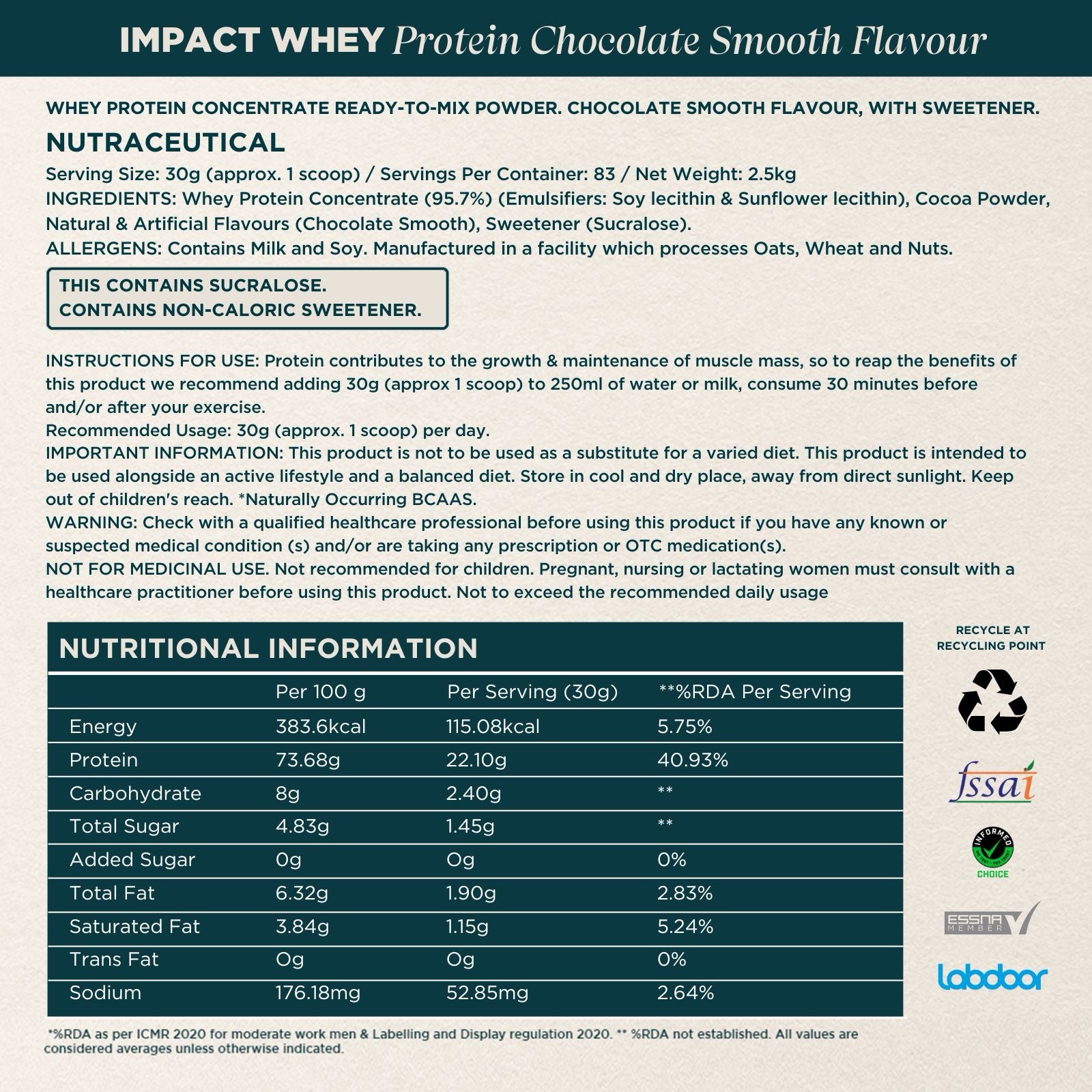 MYPROTEIN IMPACT WHEY PROTEIN – 2.5 KG - Image 3