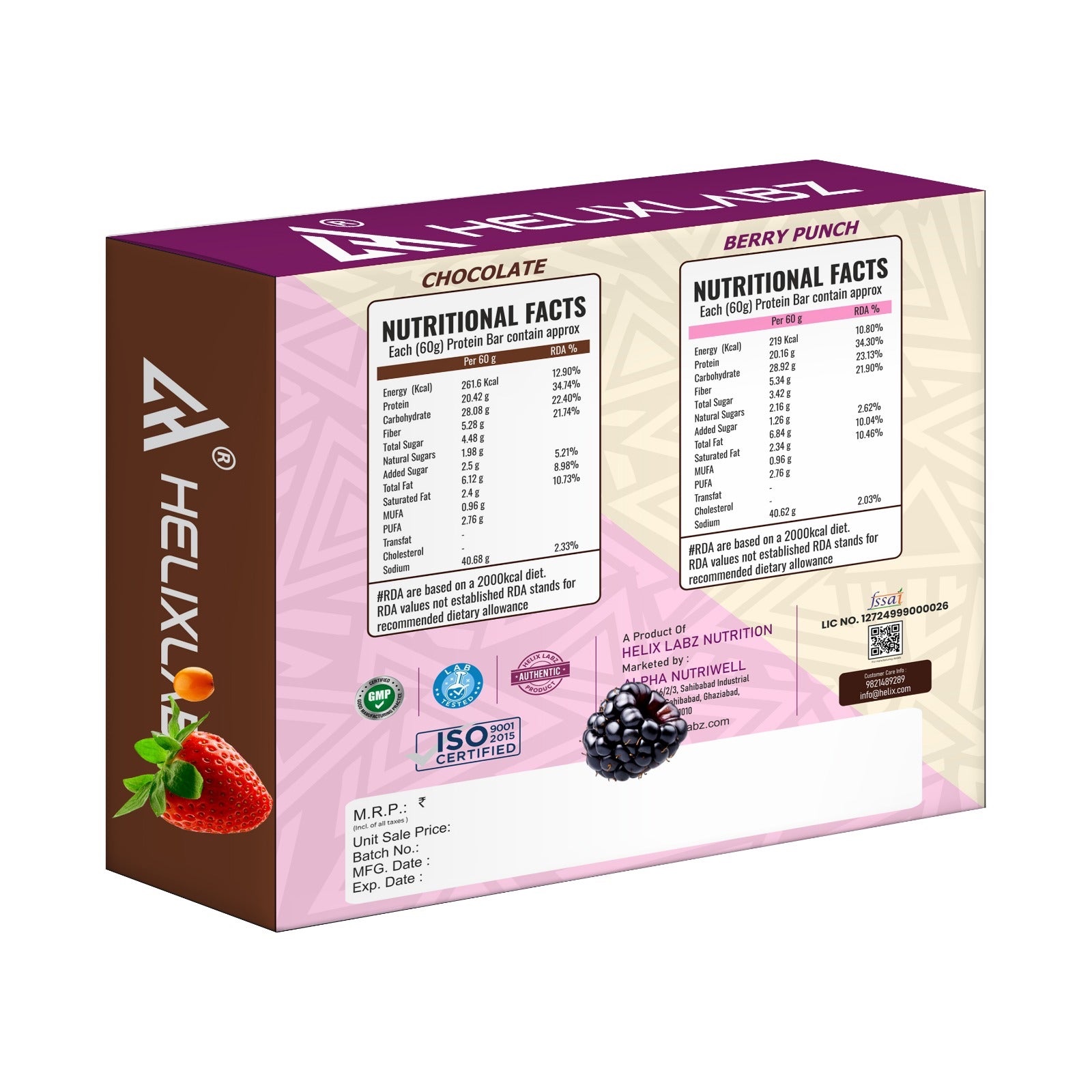 Helix Labz Protein Bar Combo – 20g Protein - Berry Punch - Pack of 6 - Image 4