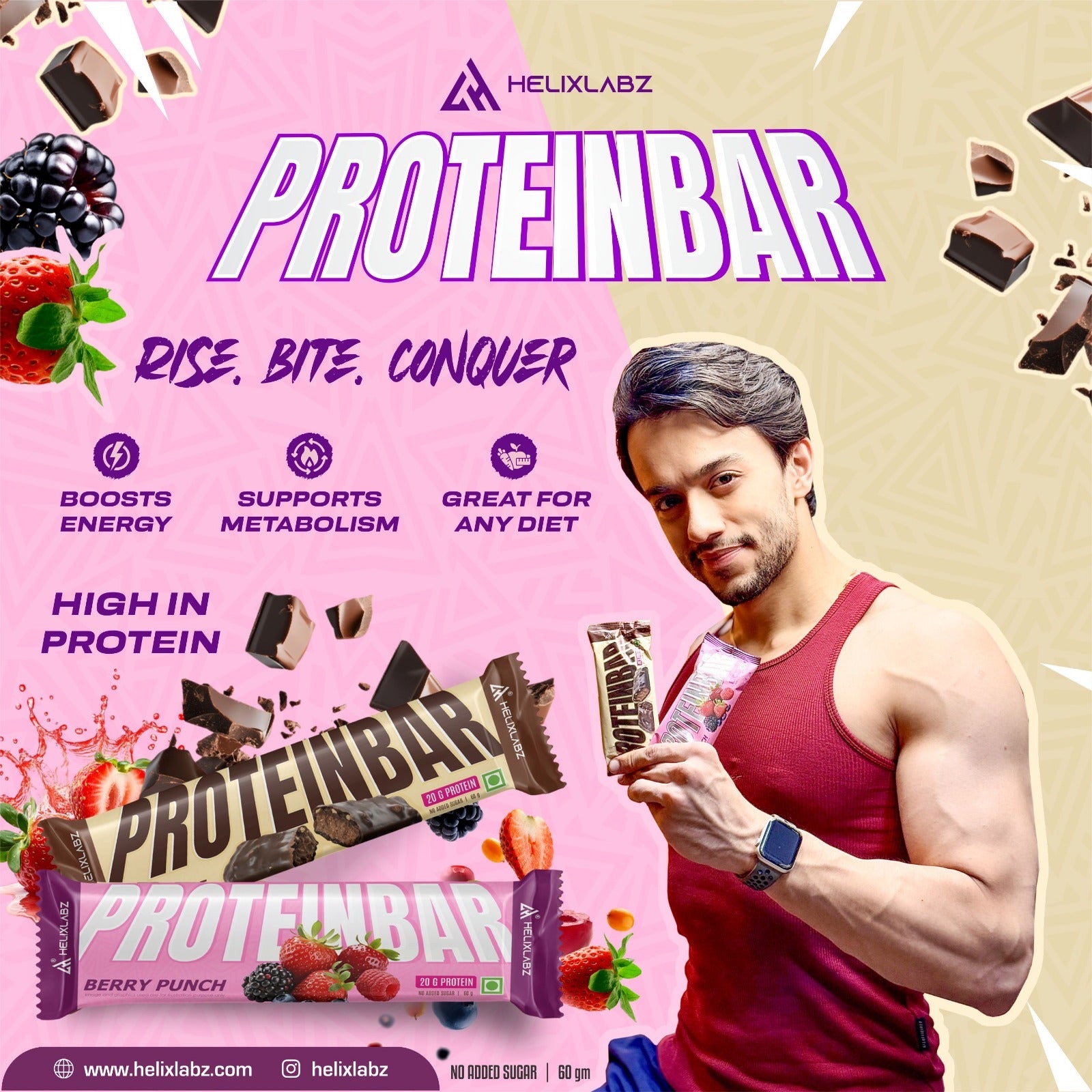 Helix Labz Protein Bar Combo – 20g Protein - Berry Punch - Pack of 6 - Image 2