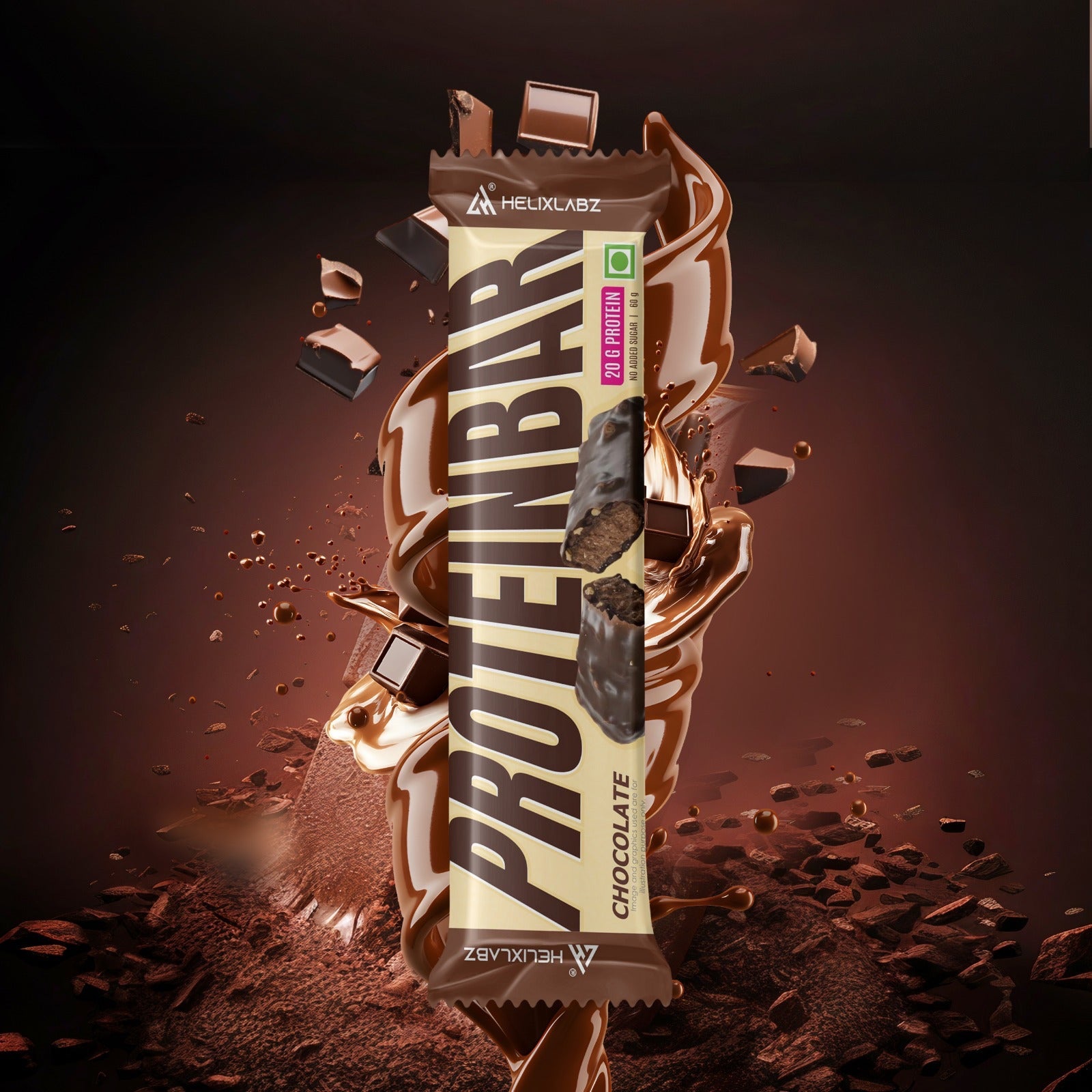 Helix Labz Protein Bar (20g Protein, Chocolate), 1 Bar (Chocolate Flavor) - Image 2