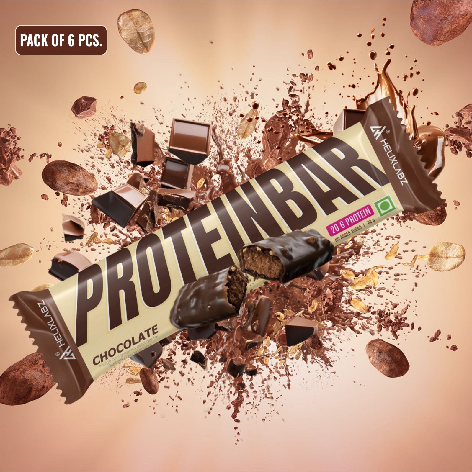 Helix Labz Protein Bar (20g Protein, Chocolate), 1 Bar (Chocolate Flavor) - Image 4