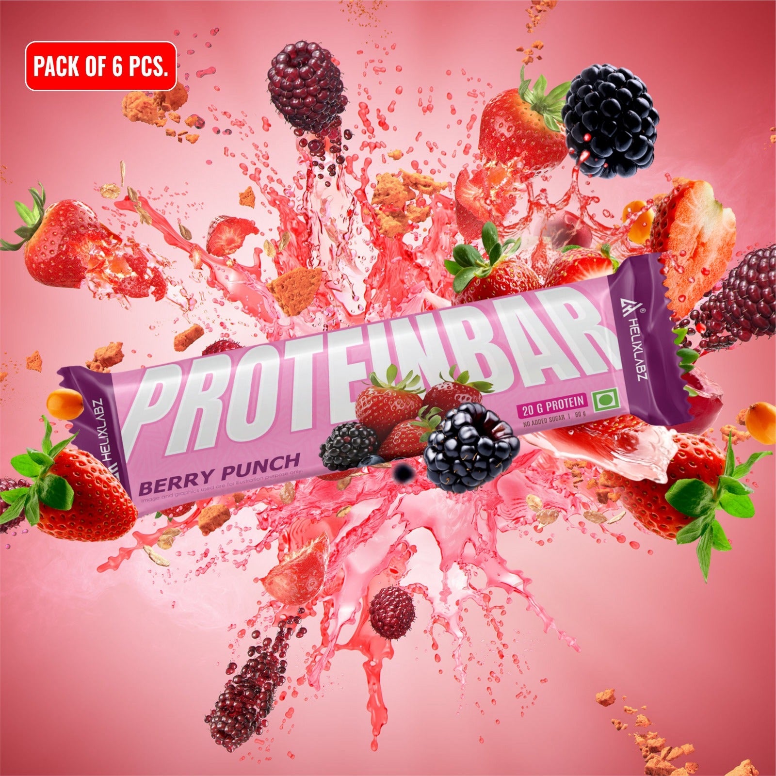 Helix Labz Protein Bar (20g Protein, Chocolate), 1 Bar (Berry Punch) - Image 3