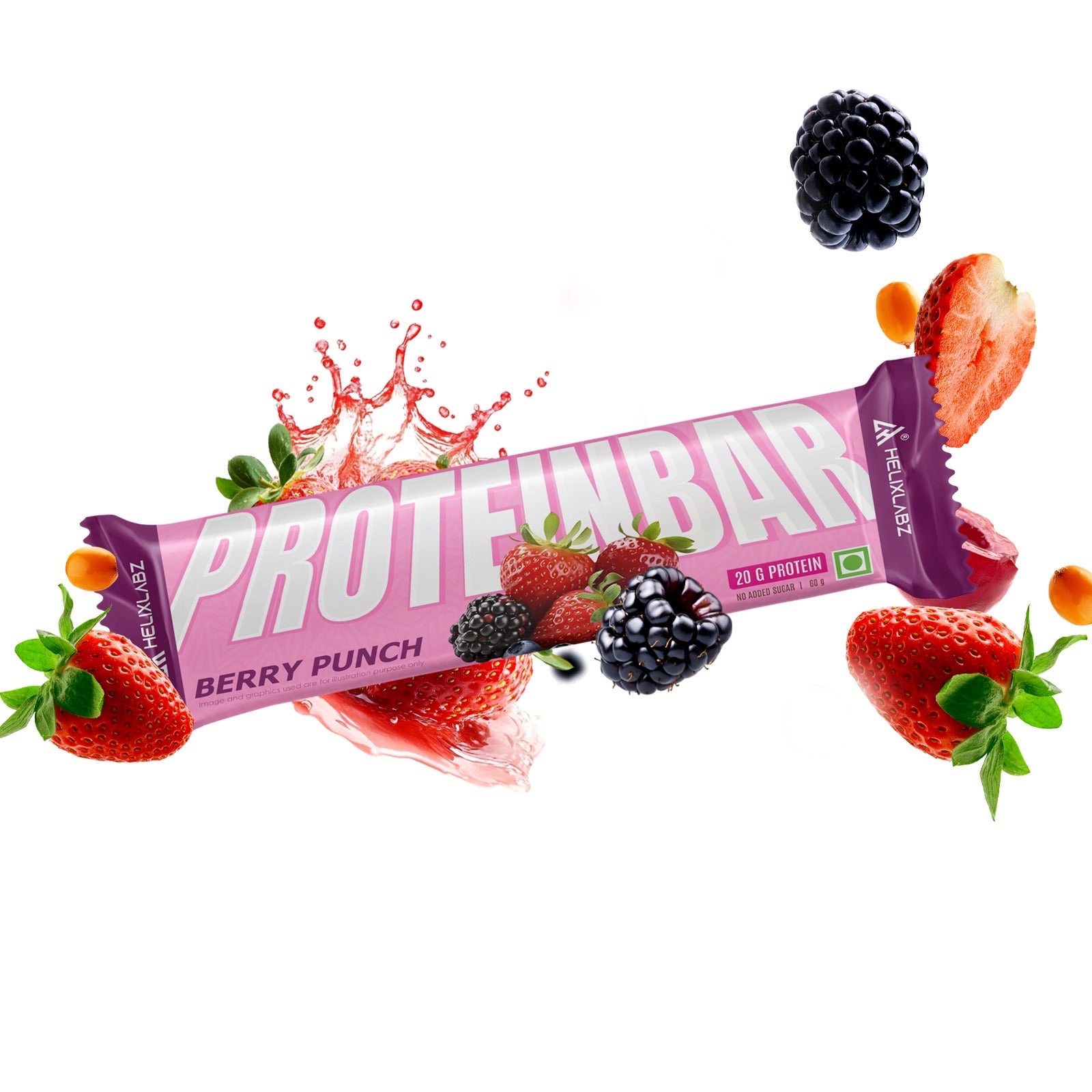 Helix Labz Protein Bar (20g Protein, Chocolate), 1 Bar (Berry Punch)