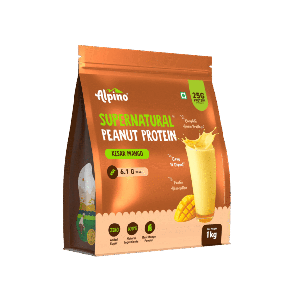 Alpino Supernatural Peanut Protein Powder - Kesar Mango (1 kg)