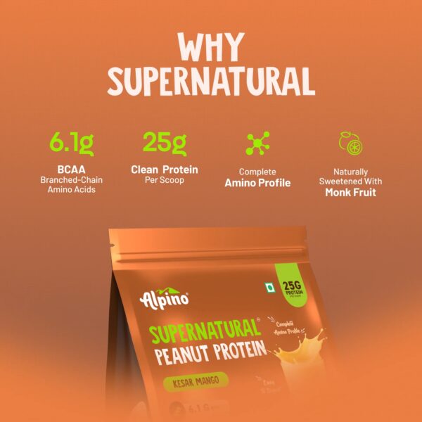 Alpino Supernatural Peanut Protein Powder - Kesar Mango (1 kg) - Image 5