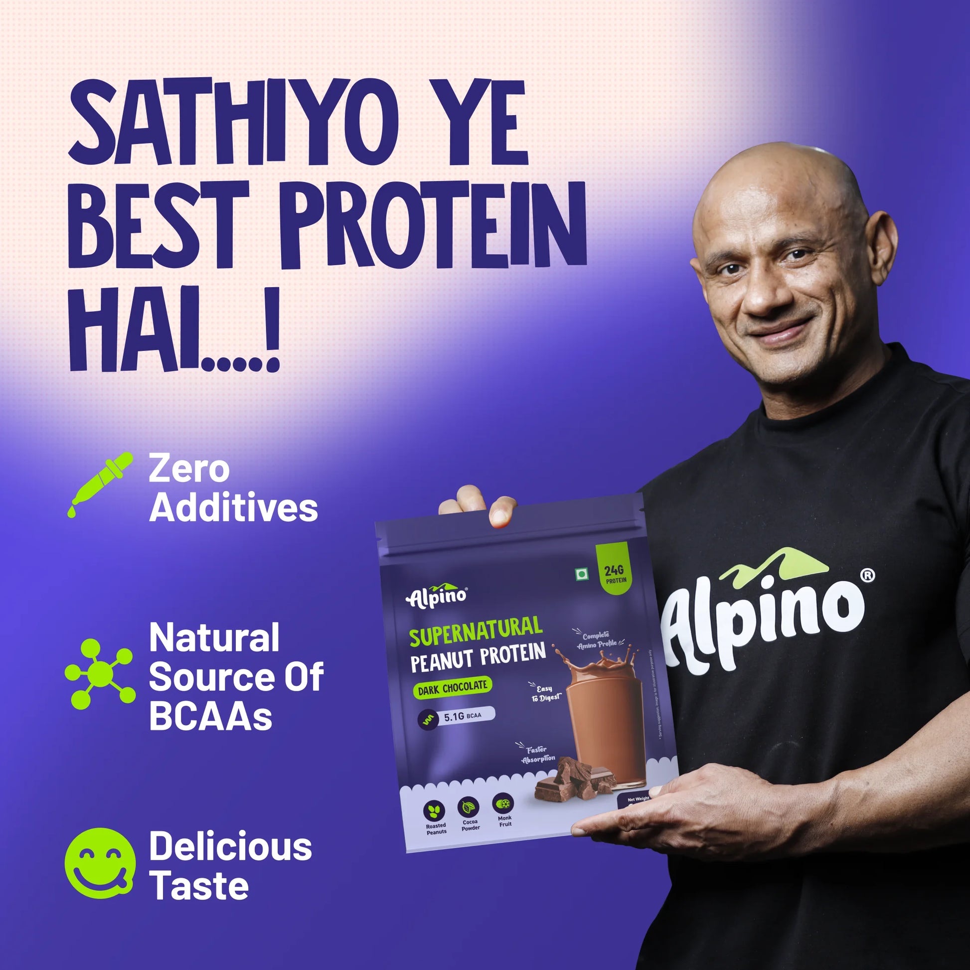 Alpino Supernatural Peanut Protein Powder - Dark Chocolate (1 kg) - Image 3