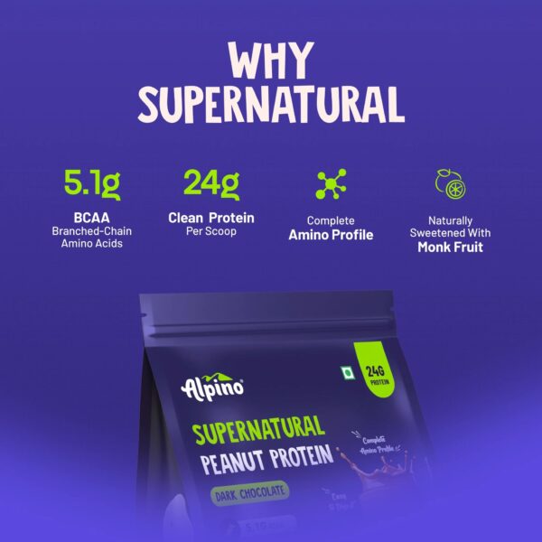 Alpino Supernatural Peanut Protein Powder - Dark Chocolate (1 kg) - Image 4