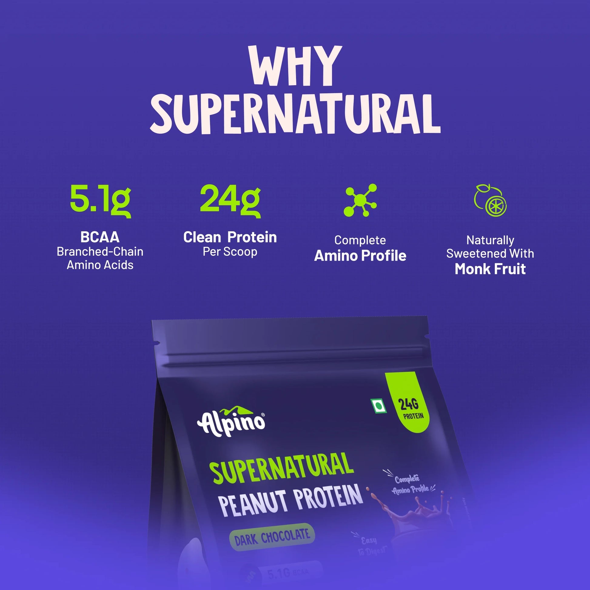 Alpino Supernatural Peanut Protein Powder - Dark Chocolate (1 kg) - Image 4