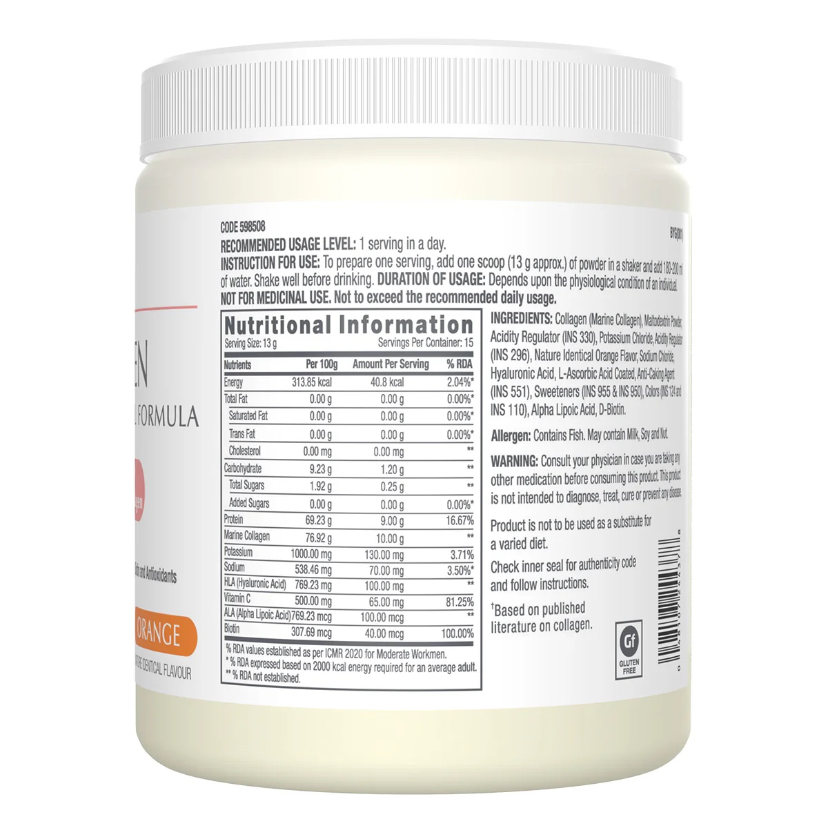 GNC Marine Collagen Hydrolyzed Peptides - 200 g (Orange) - Image 5