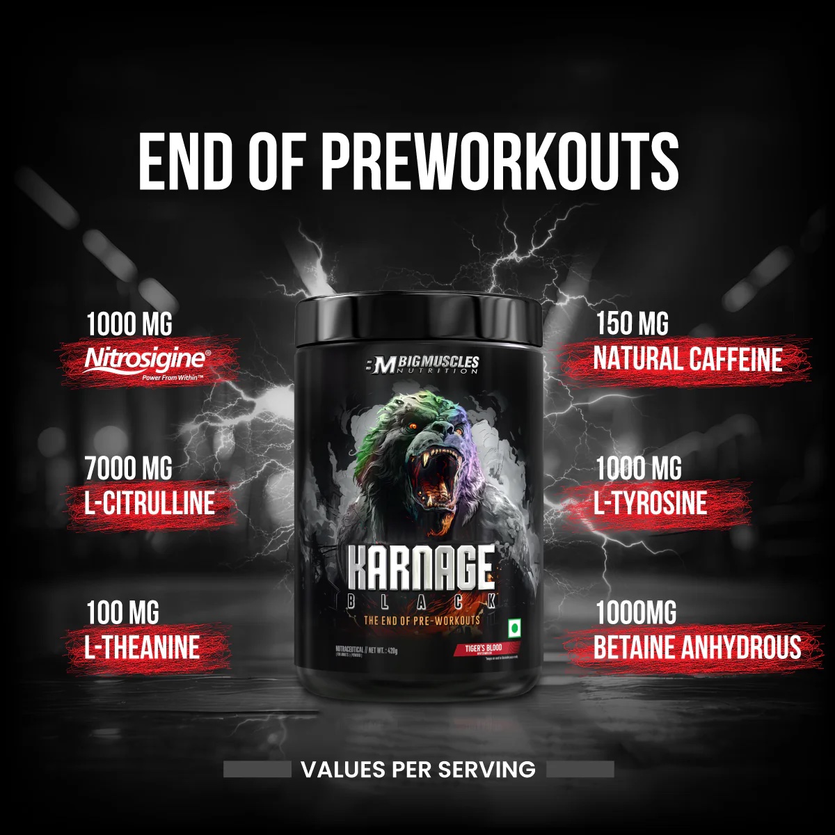 Karnage Black Pre-Workout - SEX ON THE BEACH - (420 g) - Image 2