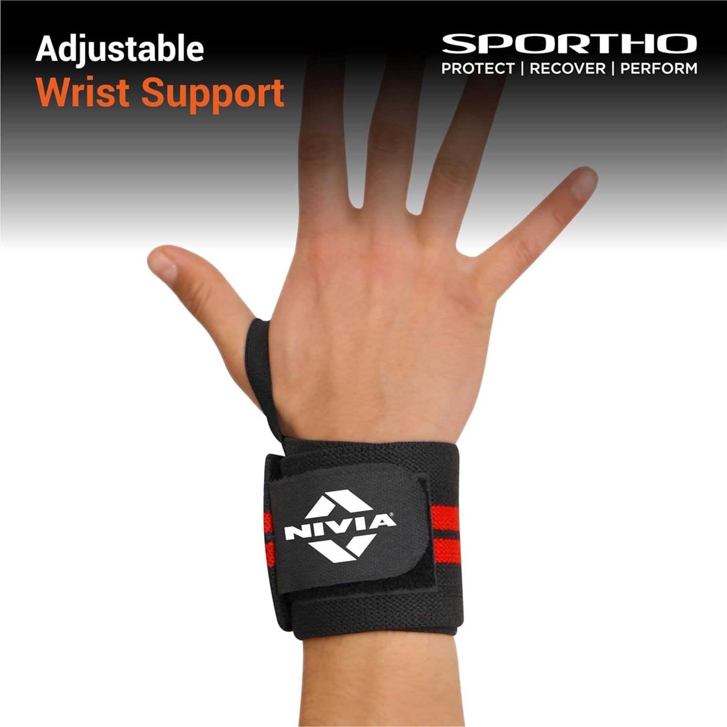 Nivia Weight Lifting Wrist Support with Thumb Loop Strap - Image 2