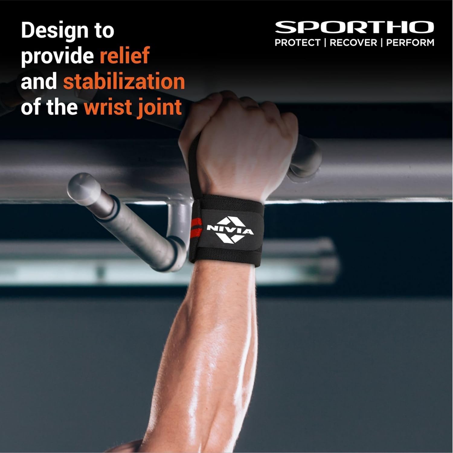 Nivia Weight Lifting Wrist Support with Thumb Loop Strap - Image 5