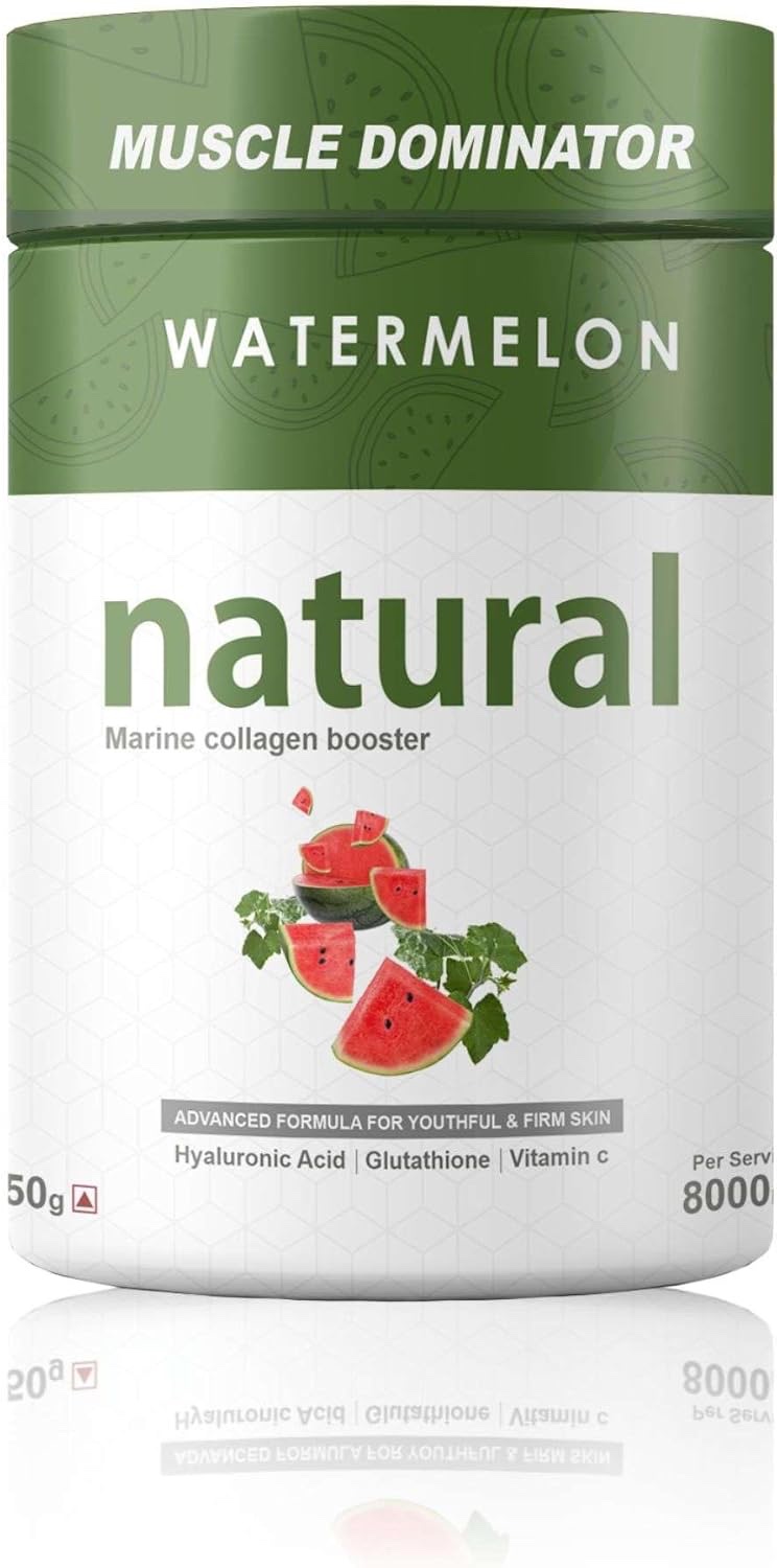 MUSCLE DOMINATOR Natural Collagen | With Marine Collagen, Hyaluronic Acid & Vitamin C | Watermelon Flavor - 250g - Image 6