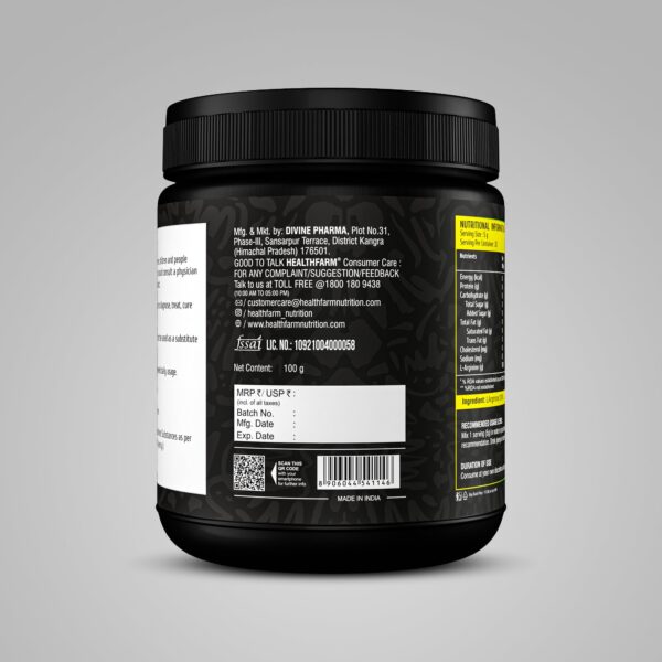 HealthFarm Nutrition L-Arginine Powder - 100 g (Unflavoured) - Image 5