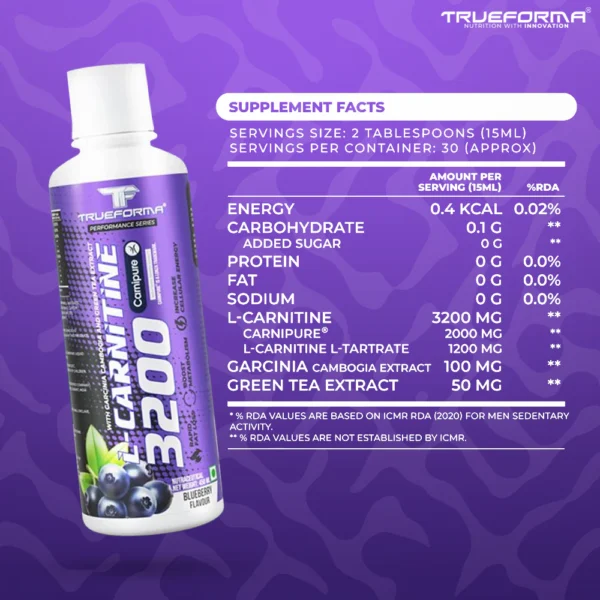 Trueforma L‑Carnitine 3200 (Carnipure) – 450 ml Liquid - Image 3