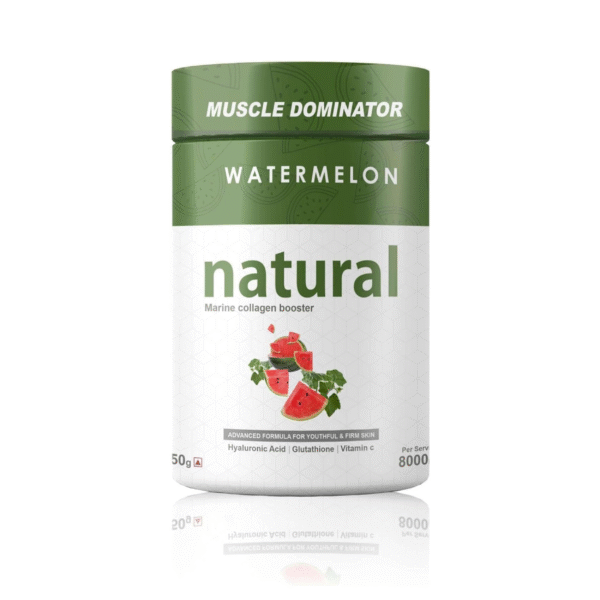MUSCLE DOMINATOR Natural Collagen | With Marine Collagen, Hyaluronic Acid & Vitamin C | Watermelon Flavor - 250g