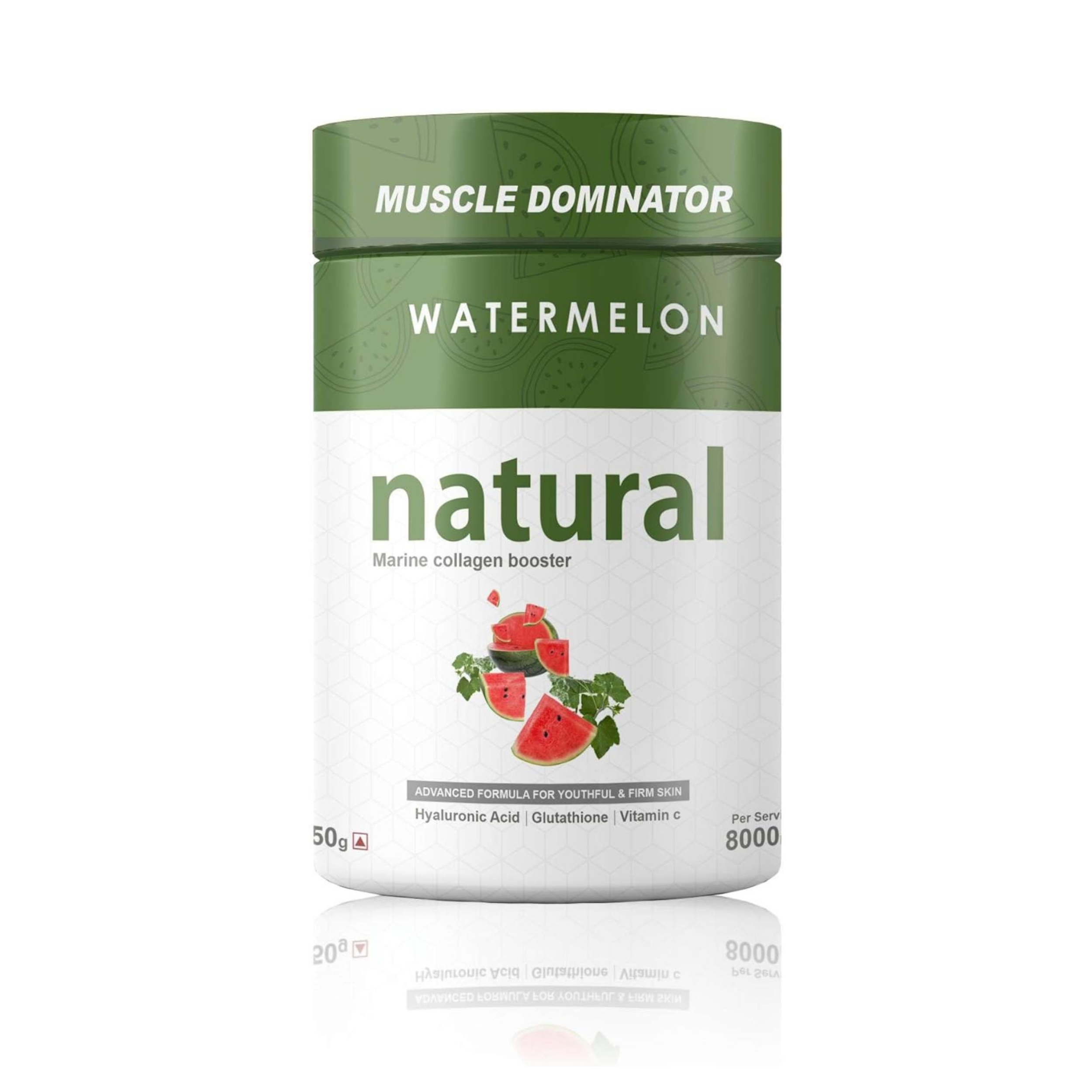 MUSCLE DOMINATOR Natural Collagen | With Marine Collagen, Hyaluronic Acid & Vitamin C | Watermelon Flavor - 250g