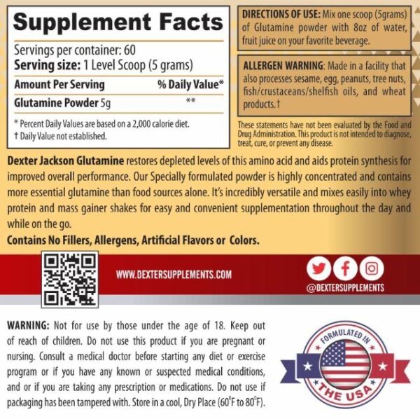 Dexter Jackson Signature Series Glutamine | 300gm - Image 2