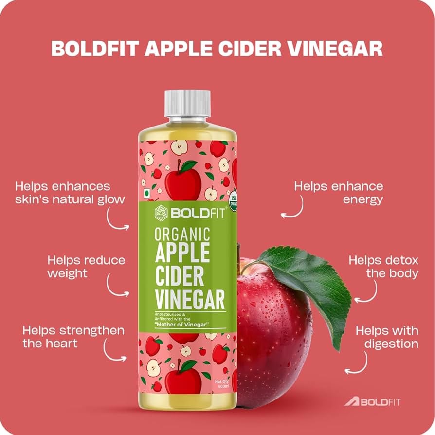 Boldfit Apple cider vinegar juice with mother & Vitamin C, Probiotics, Raw, Unfiltered - 500ml - Image 4