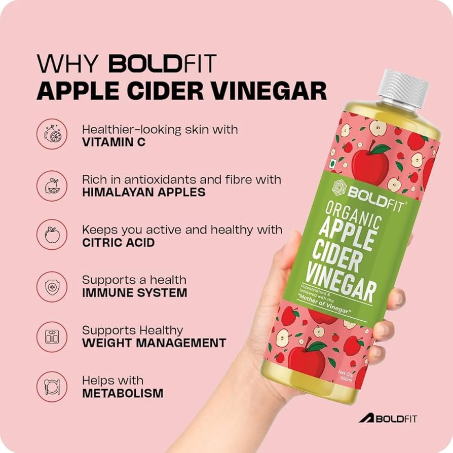 Boldfit Apple cider vinegar juice with mother & Vitamin C, Probiotics, Raw, Unfiltered - 500ml - Image 6