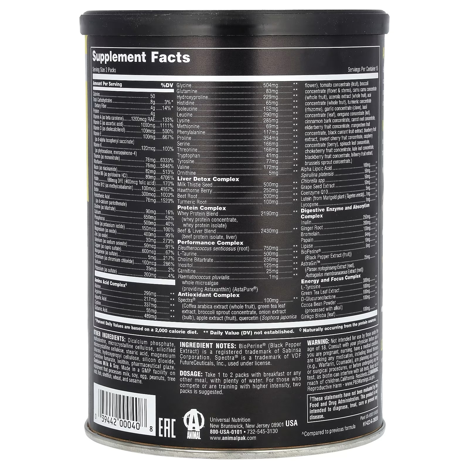 Animal Pak - Convenient Multivitamin for Men & Women Daily All-in-One | 30 Packs (USA VERSION) - Image 2