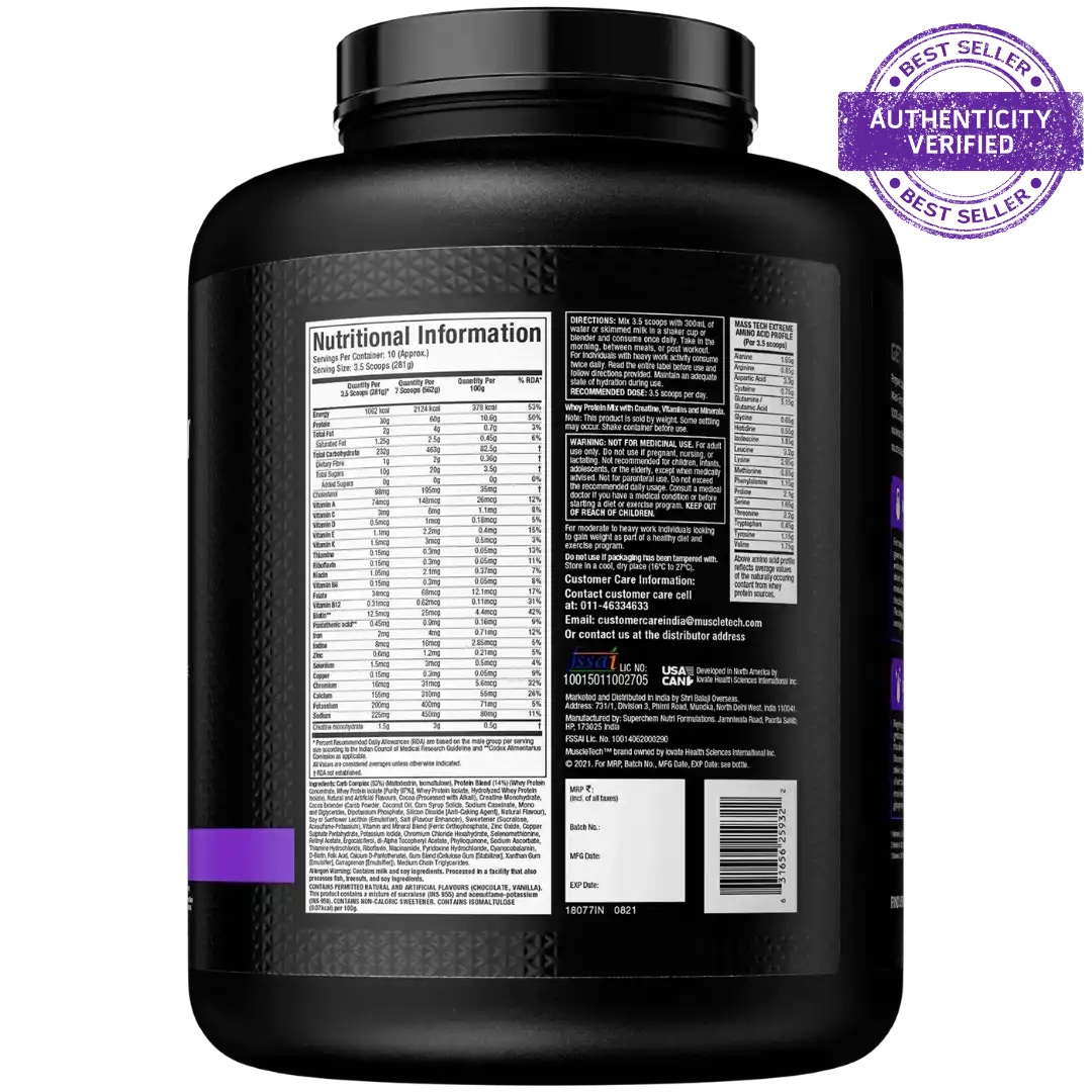 Muscletech Mass-Tech Extreme 2000 | Triple Chocolate Brownie | 3.00 KG - Image 3