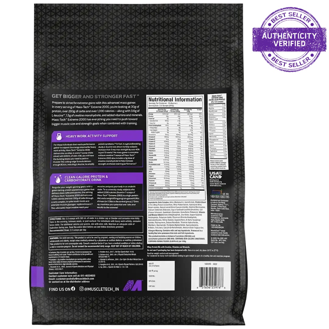 Muscletech Mass-Tech Extreme 2000 Vanilla Milkshake | 5.44 KG - Image 2