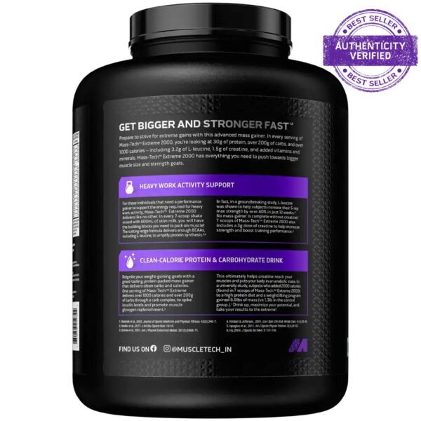 Muscletech Mass-Tech Extreme 2000 | Triple Chocolate Brownie | 3.00 KG - Image 2